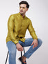 Men's Yellow Silk Blend Ethnic Shirt